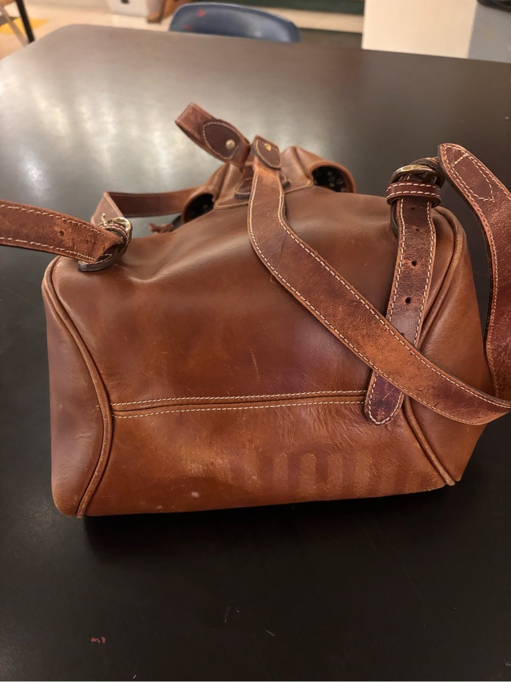 Vintage Leather Drawstring Backpack - Picture 7 of 8